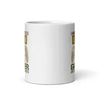 White mug with gamer dad design and text
