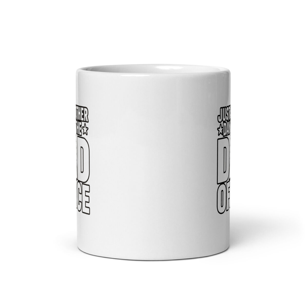White mug with office-themed text design