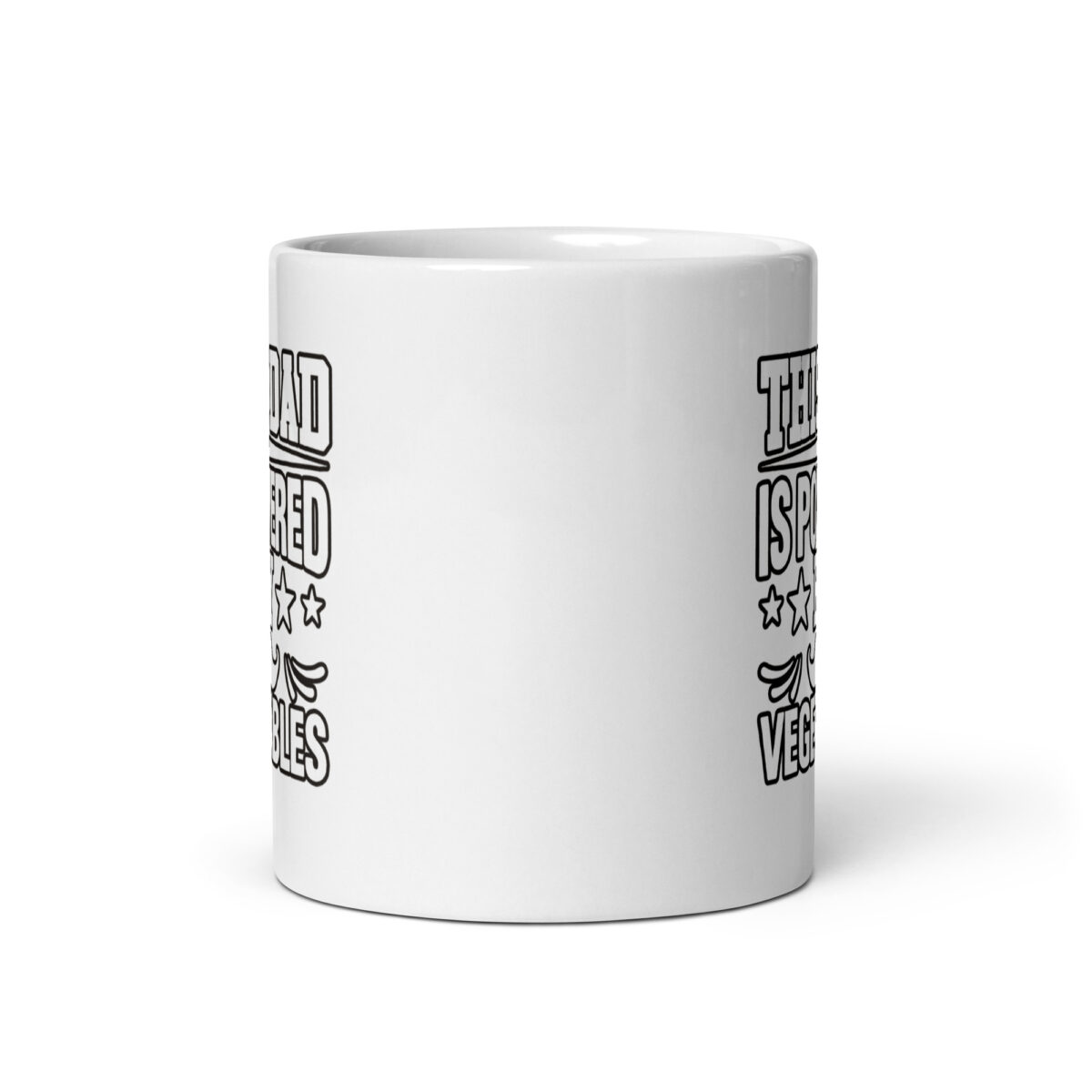 White mug with humorous dad quote on side.