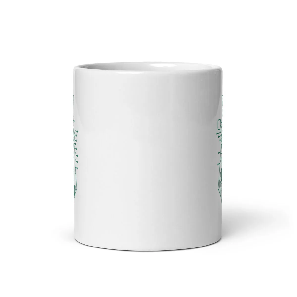 White ceramic coffee mug with minimalist design