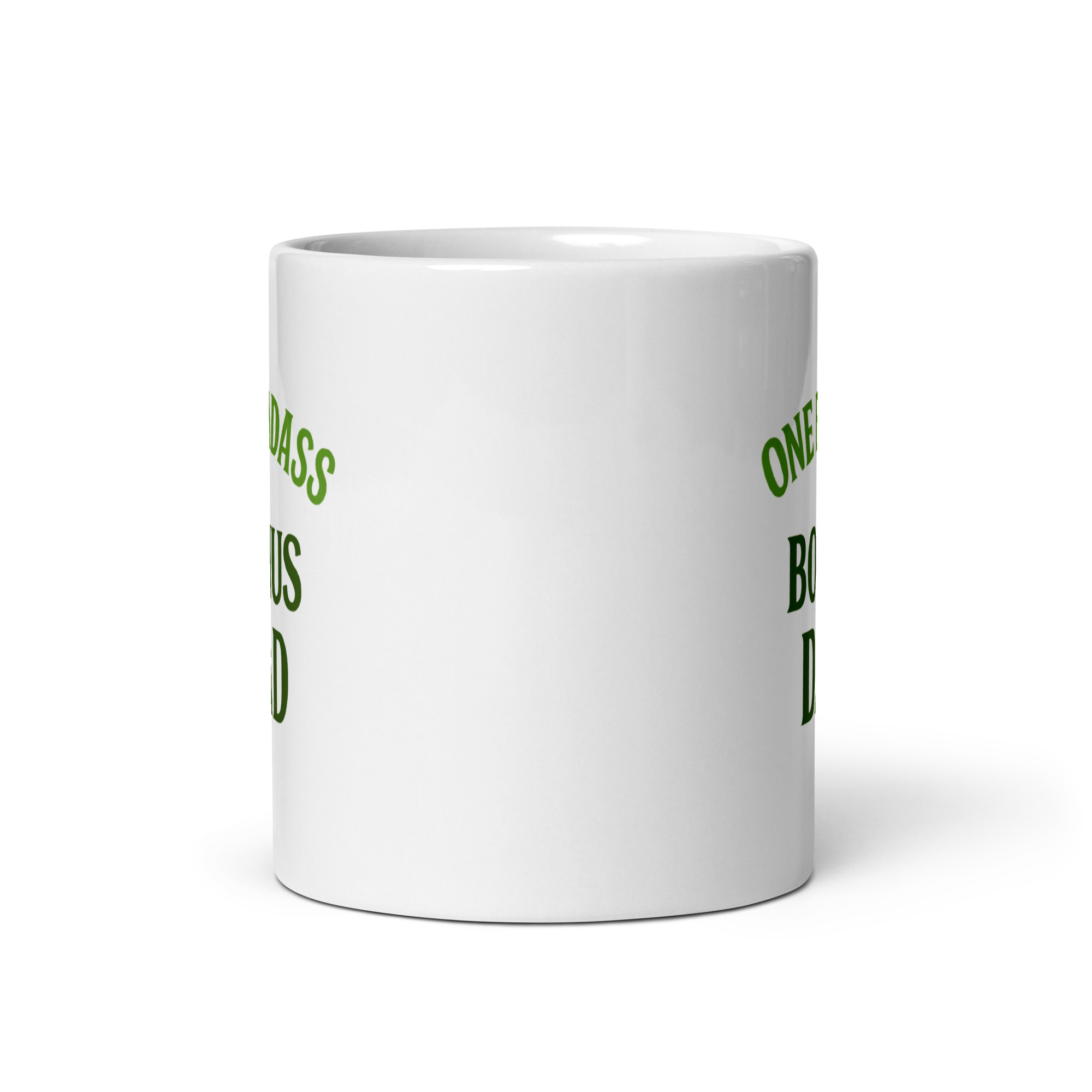 white-glossy-mug-white-11-oz-front-view-68f7508fd28a6.jpg White mug with green text, partial view.
