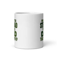 White mug with green text about stepdad.
