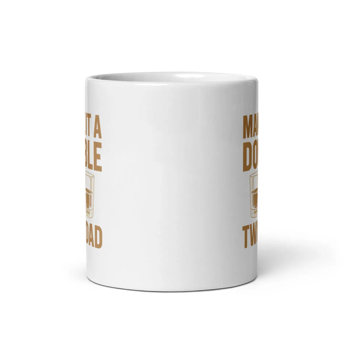 White mug with humorous text illustration.