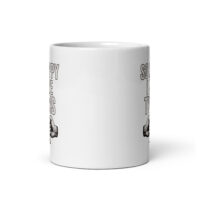 White mug with humorous dog-themed text.