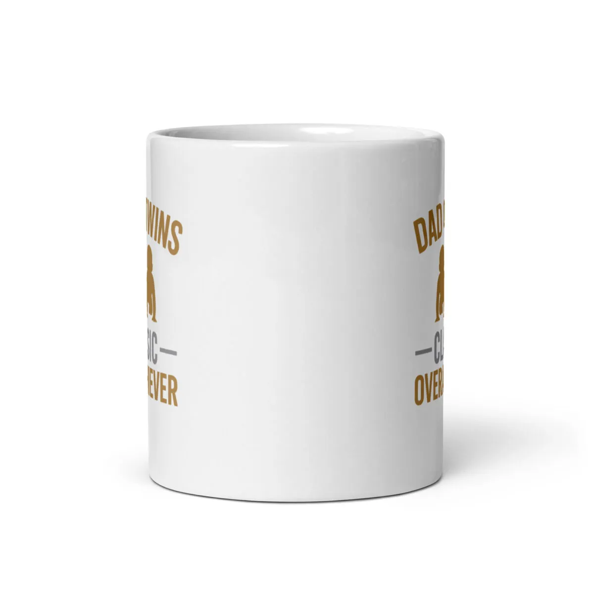 White ceramic mug with funny dad-themed text.