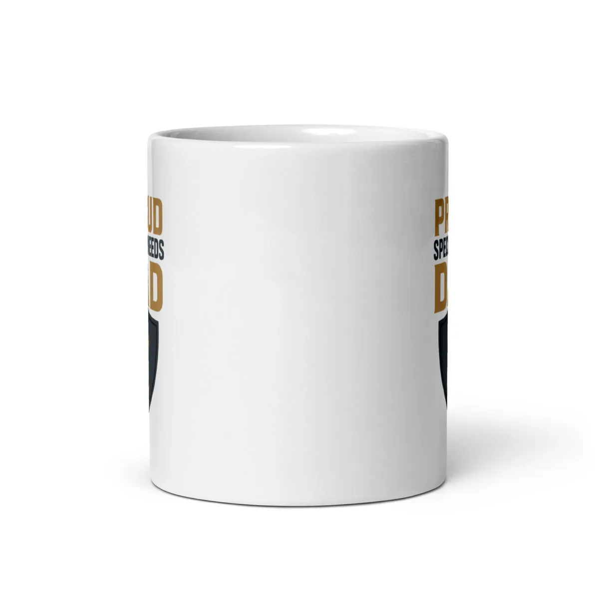 White mug with partial text design