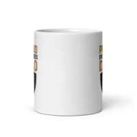 White mug with partial text design