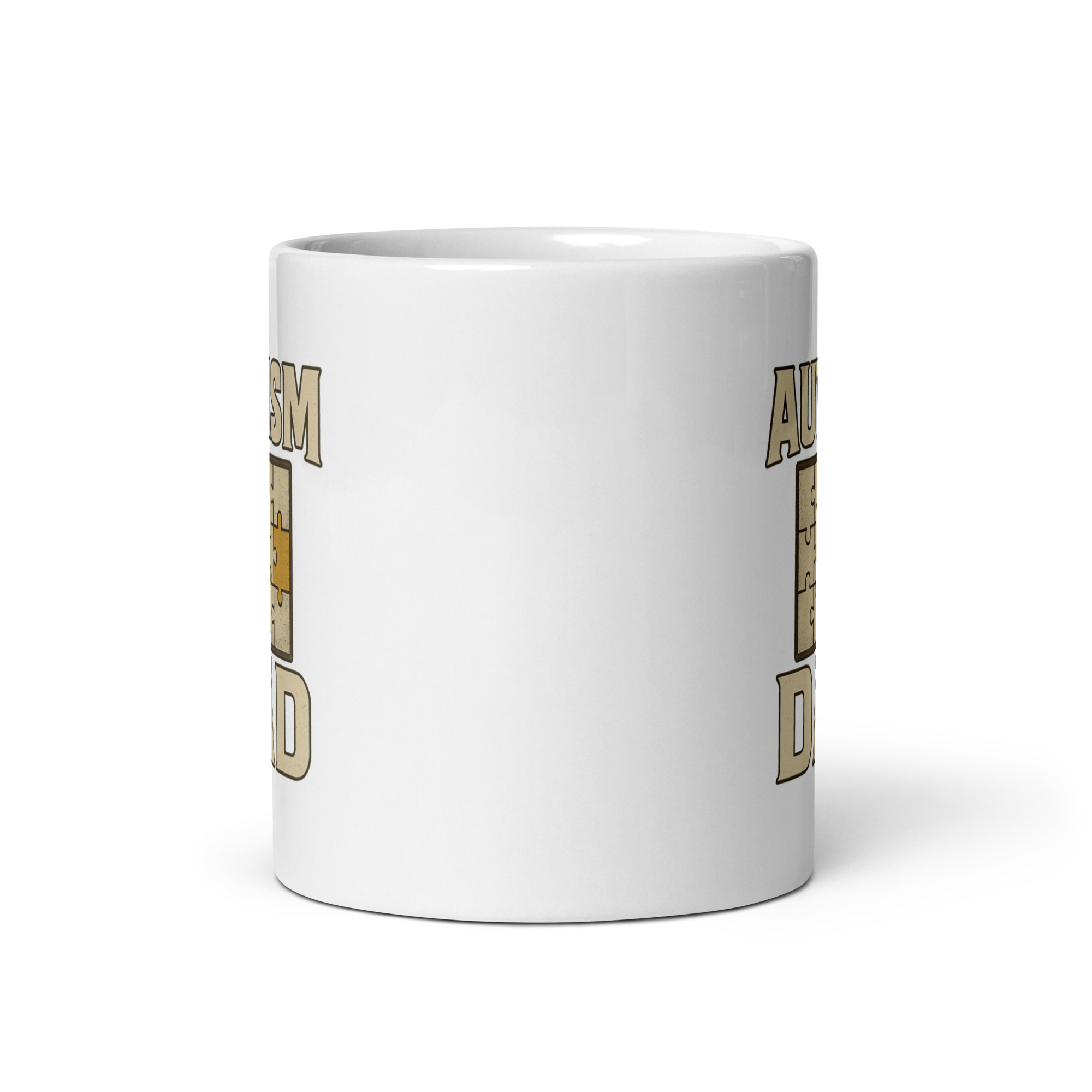 white-glossy-mug-white-11-oz-front-view-68f872e968e6e.jpg White mug with autism dad puzzle design.