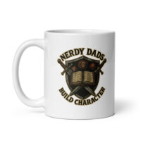 Mug with 'Nerdy Dads Build Character' design