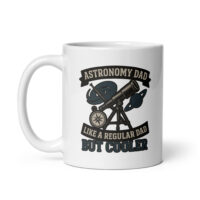Astronomy dad coffee mug with telescope design.