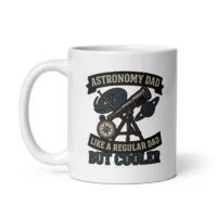 Astronomy dad coffee mug with telescope design.