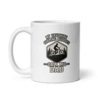 Cycling-themed mug: 'Favorite Cycling Buddies Call Me Dad'.