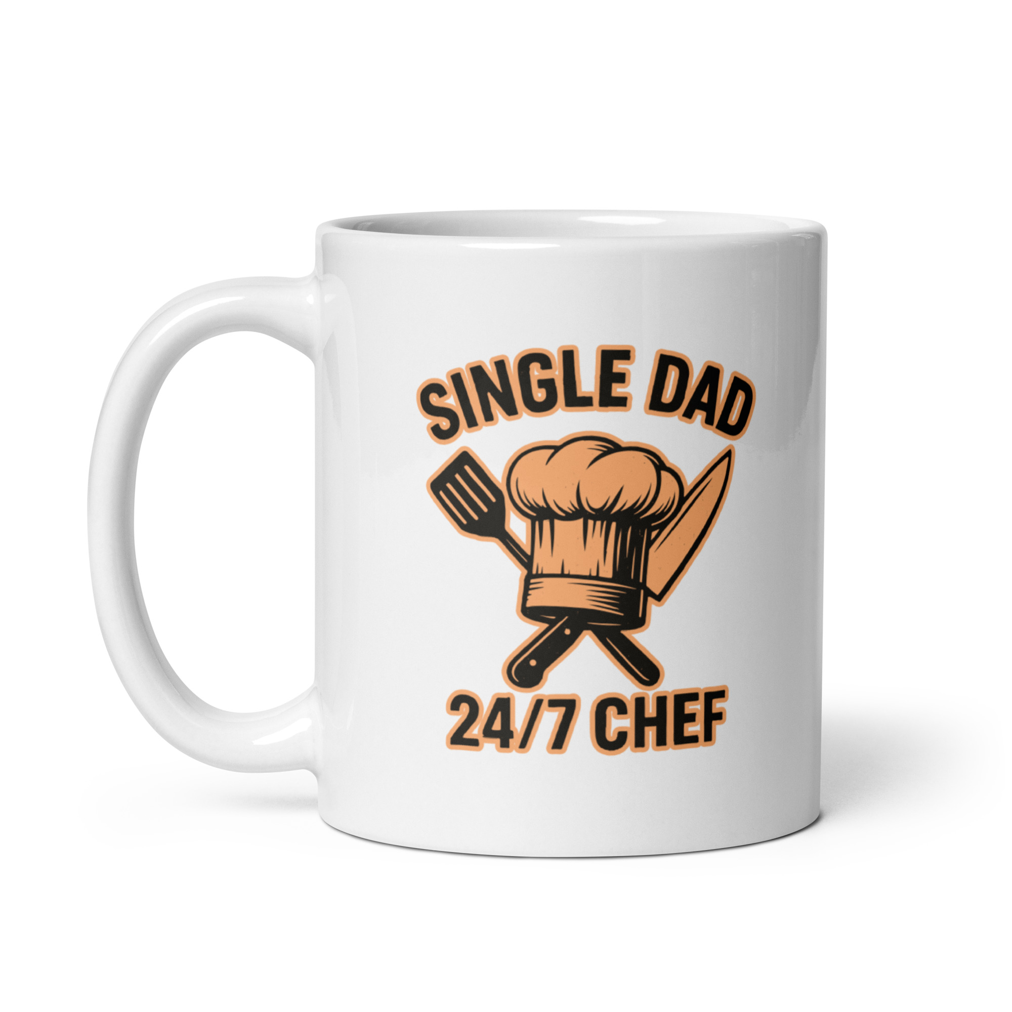 white-glossy-mug-white-11-oz-handle-on-left-68f201bd65e34.jpg Mug with 'Single Dad 24/7 Chef' design