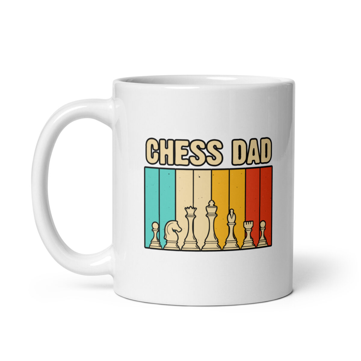 Chess Dad mug with colorful chess pieces