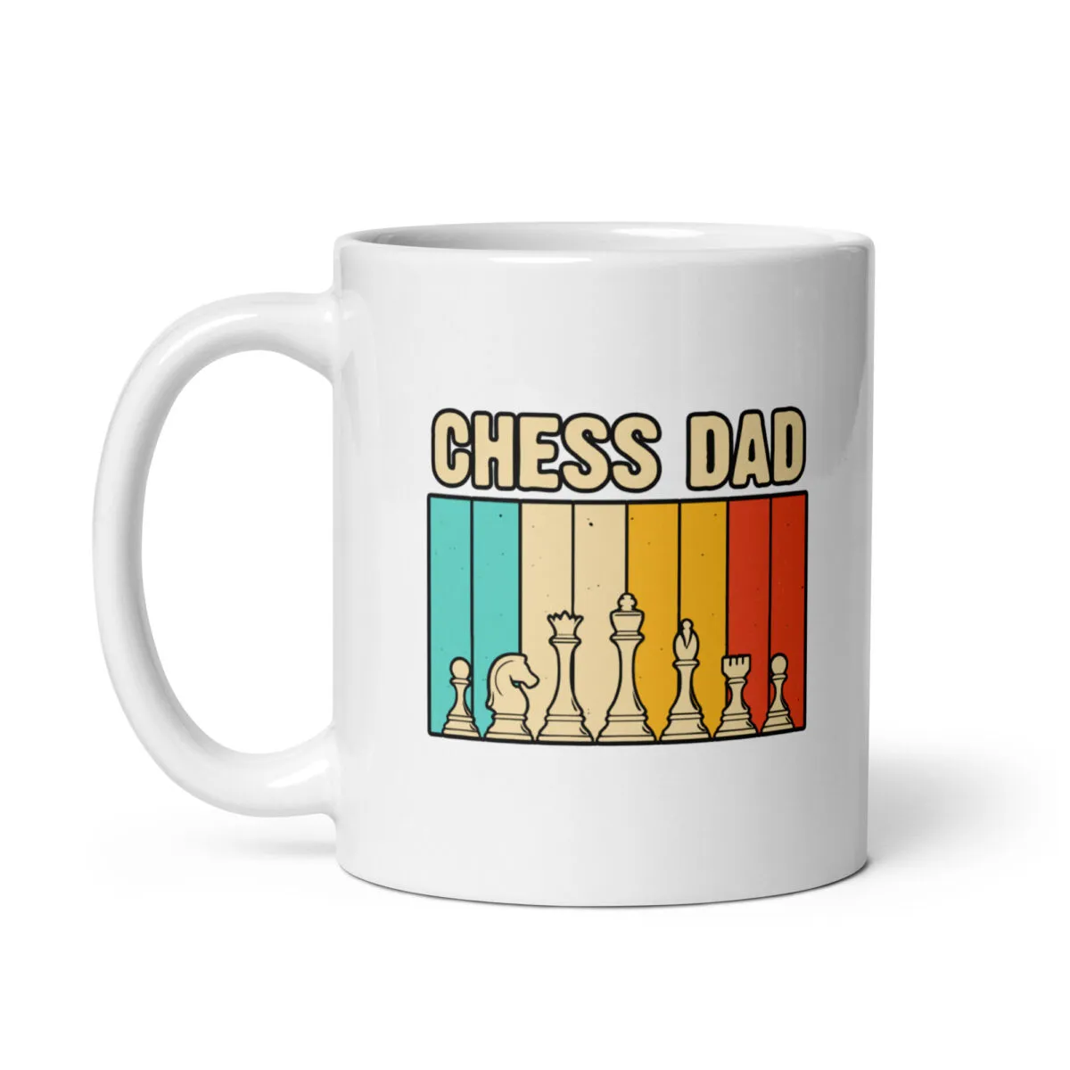 Chess Dad mug with colorful chess pieces