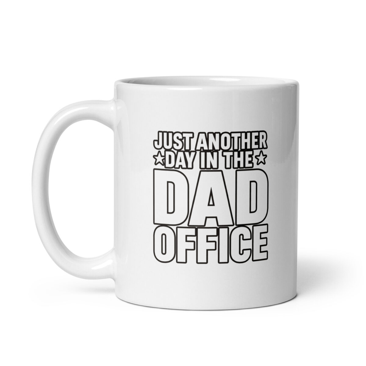 White mug with 'Dad Office' text