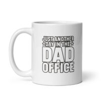 White mug with 'Dad Office' text