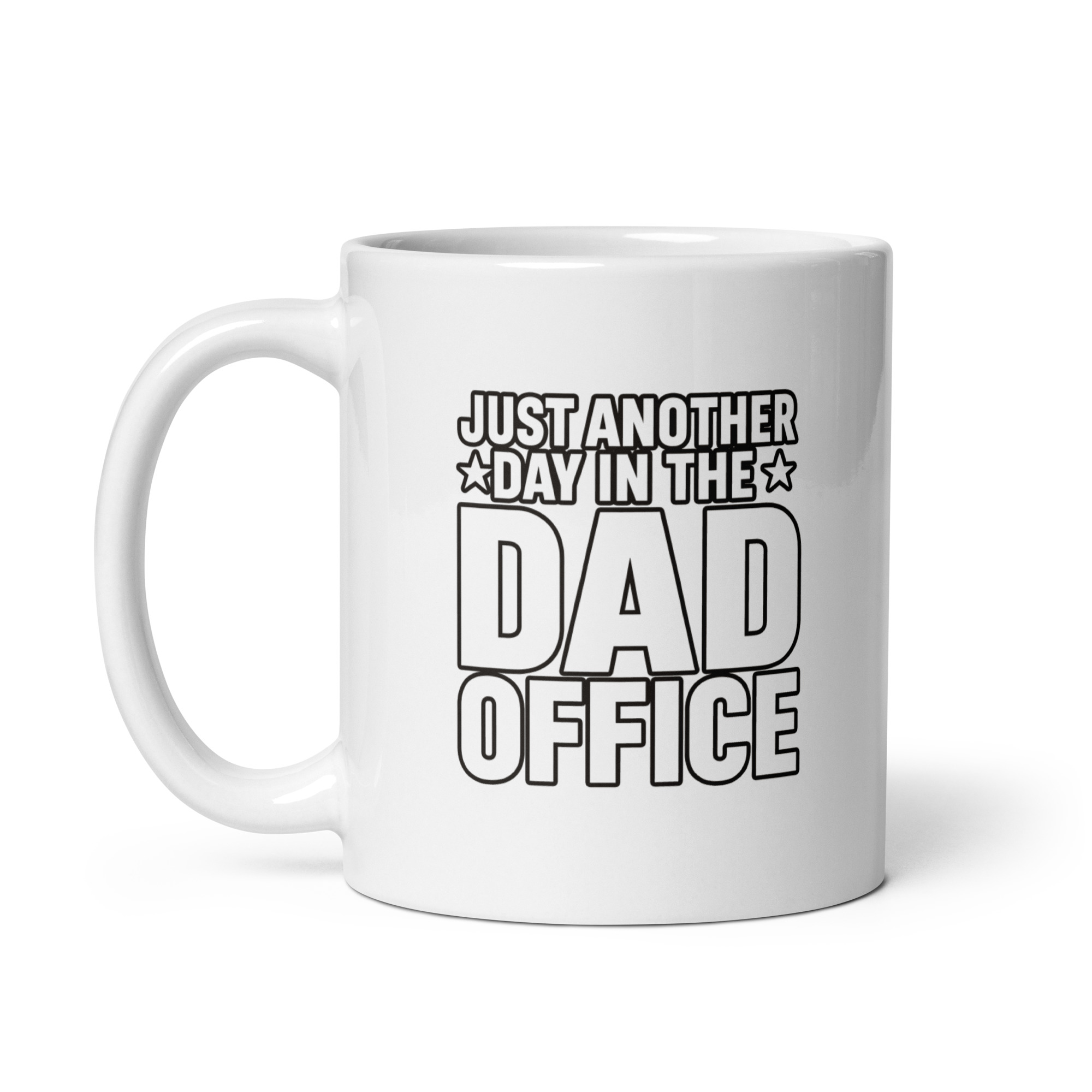 white-glossy-mug-white-11-oz-handle-on-left-68f720b7aad02.jpg White mug with 'Dad Office' text
