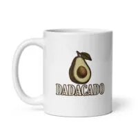 Mug with avocado illustration and 'Dadacado' text