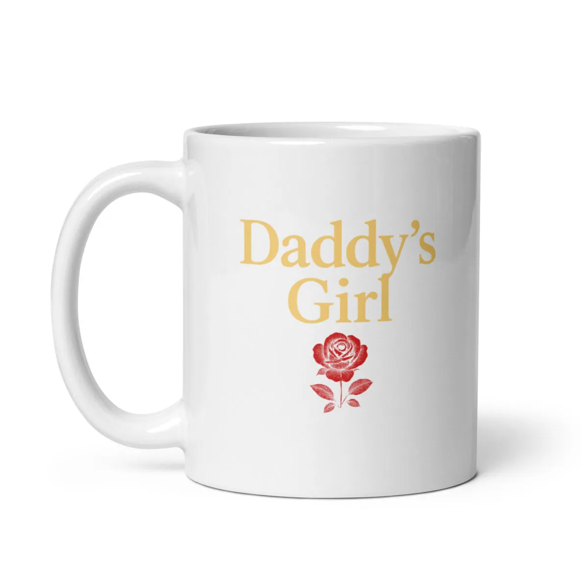 White mug with 'Daddy's Girl' and rose design