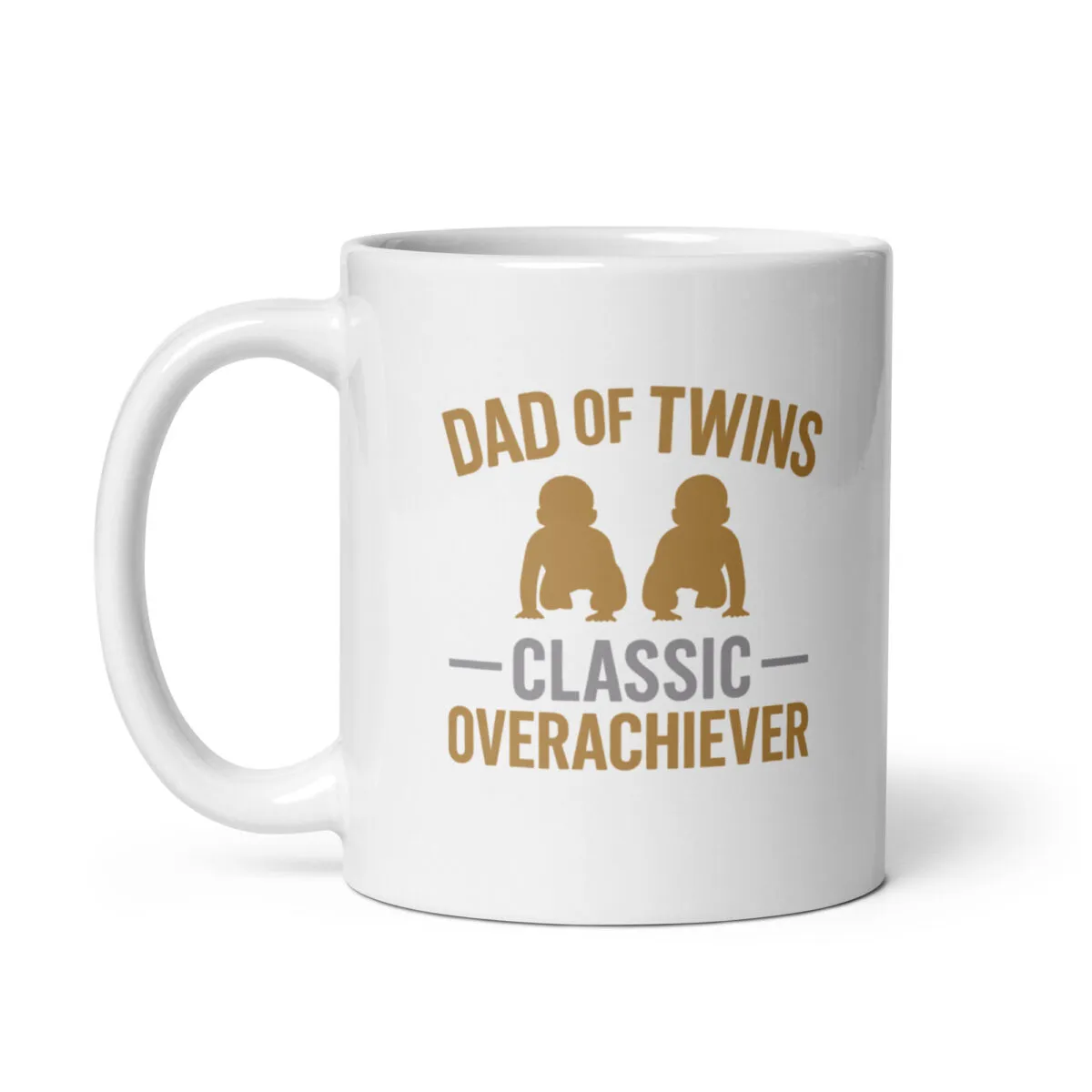White mug with 'Dad of Twins' design.