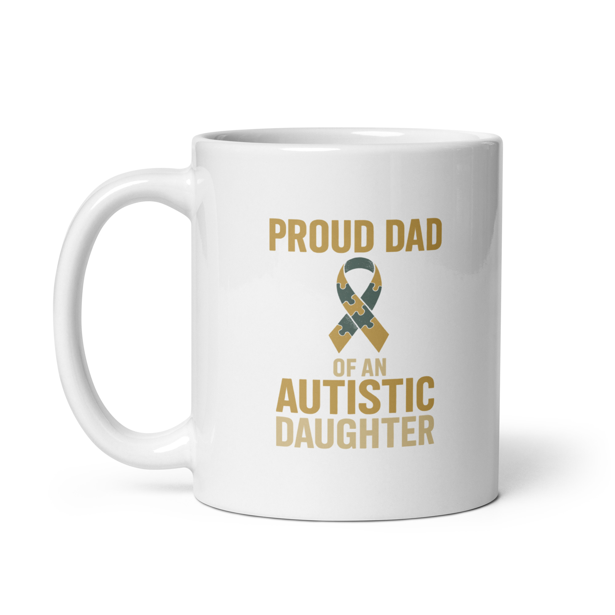 white-glossy-mug-white-11-oz-handle-on-left-68f8708049a4b.jpg Mug with 'Proud Dad of Autistic Daughter' text.