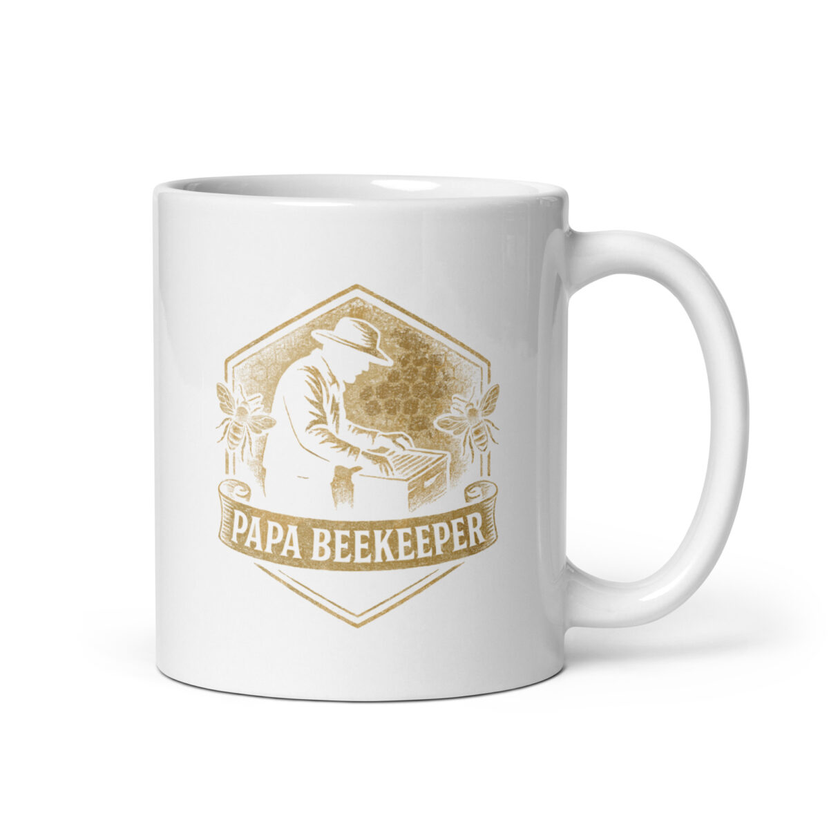 Mug with papa beekeeper design and bees