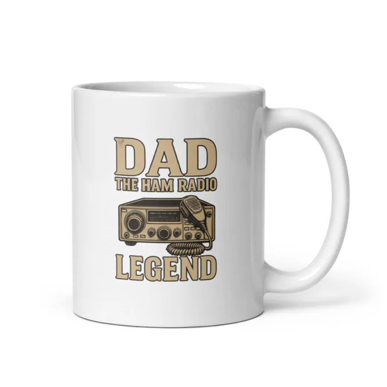 Mug with 'Dad The Ham Radio Legend' design.
