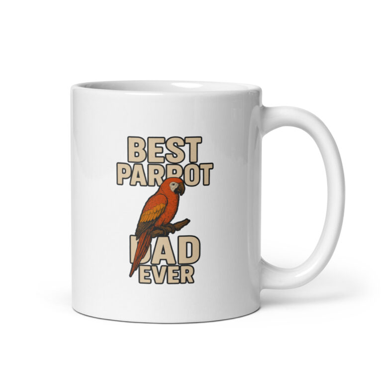 Mug with parrot illustration and 'Best Parrot Dad Ever'