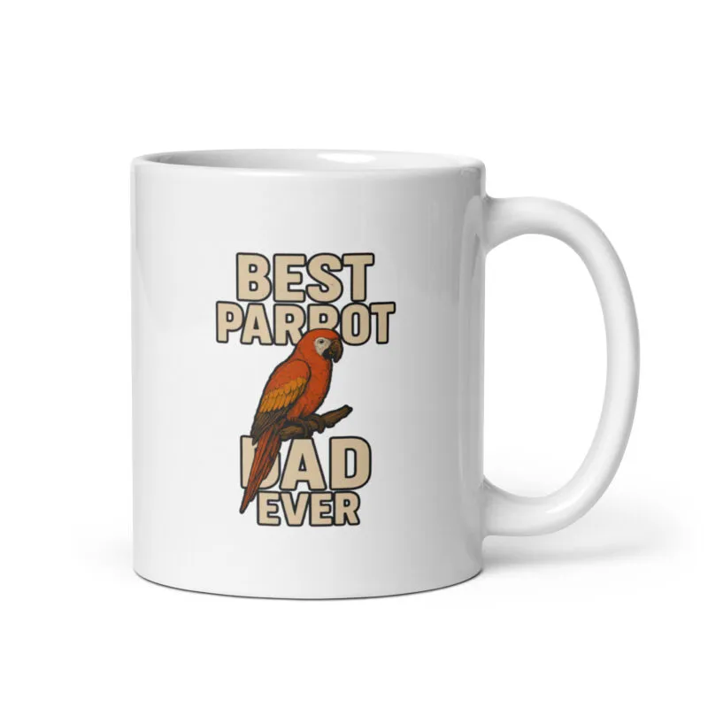 Mug with parrot illustration and 'Best Parrot Dad Ever'