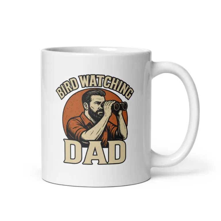 Bird watching dad mug illustration