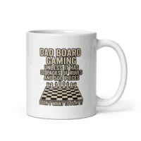 Chess-themed mug with humorous dad joke.