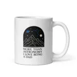Astronomy-themed mug with dad love quote.