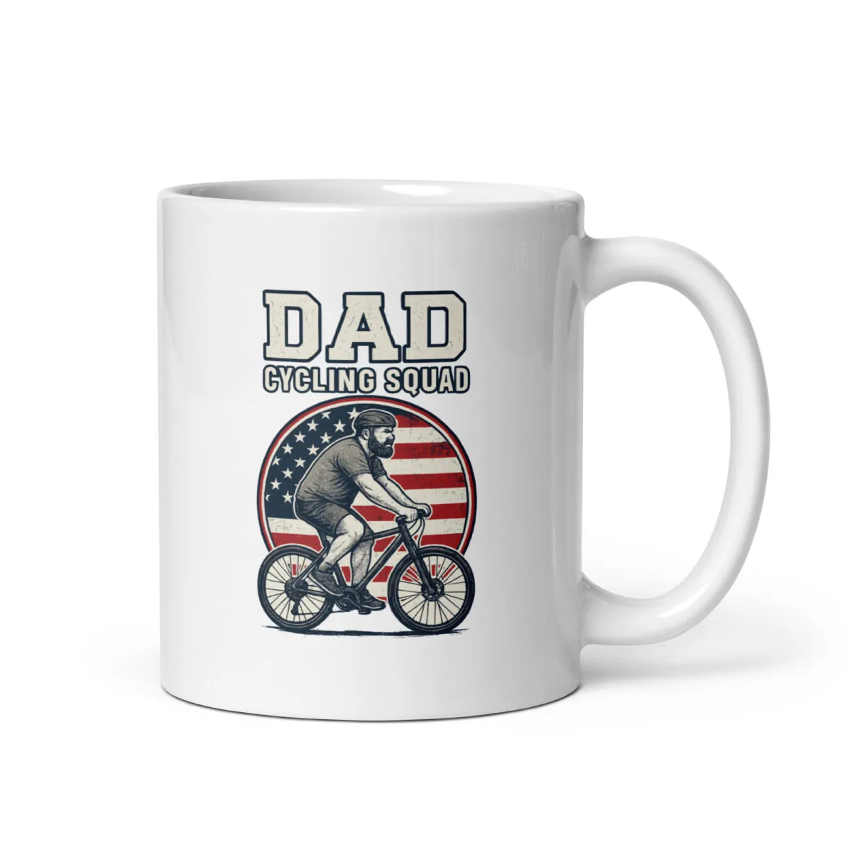 Dad cycling squad mug with American flag design