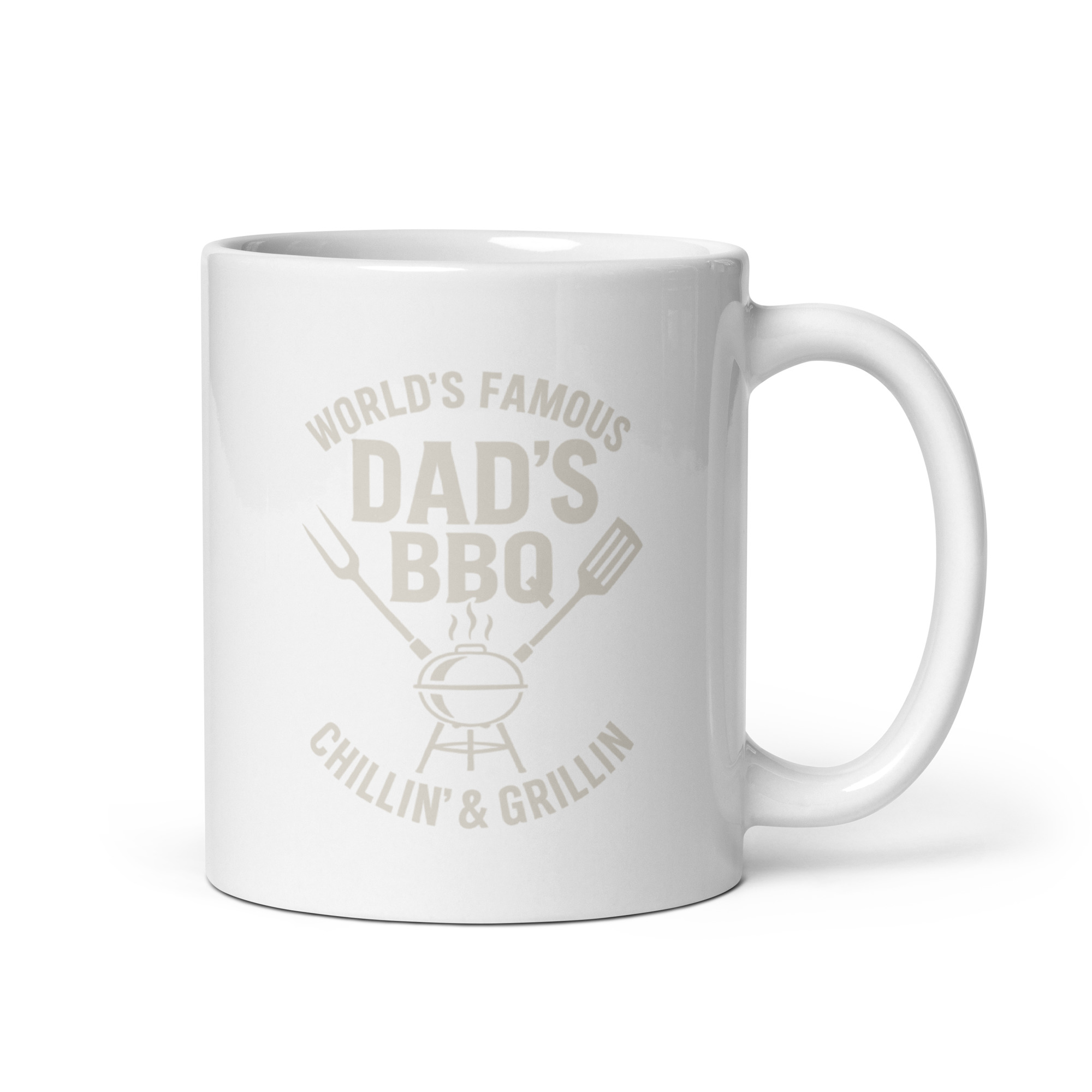 white-glossy-mug-white-11-oz-handle-on-right-68f1cb774e003.jpg White mug with Dad's BBQ text design.