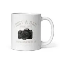 Photography-themed mug for dads who love cameras.