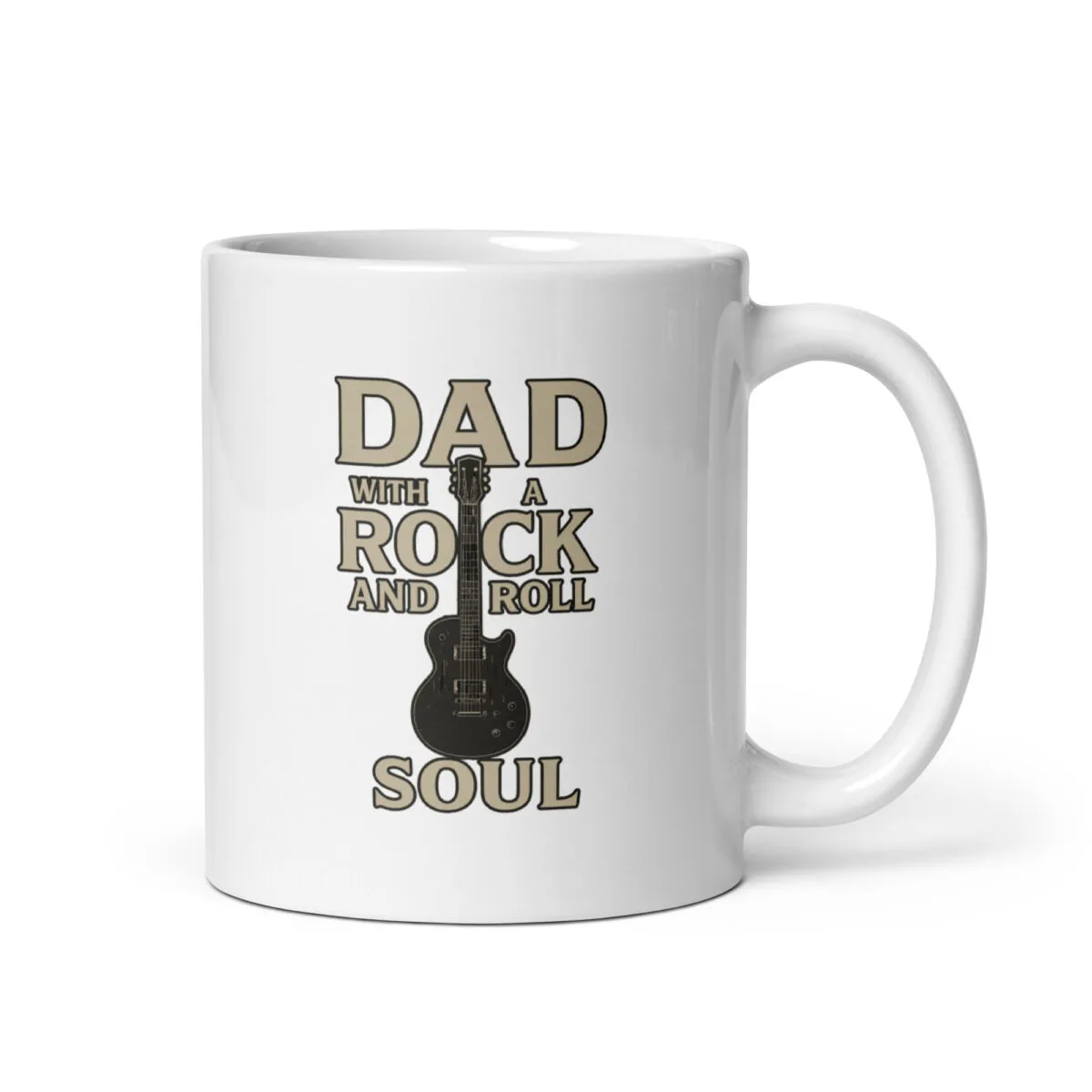 Rock and roll dad mug with guitar design