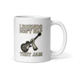 Mug with guitar and 'Legends Don't Nap' text