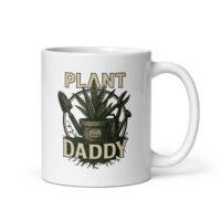 White mug with 'Plant Daddy' design.