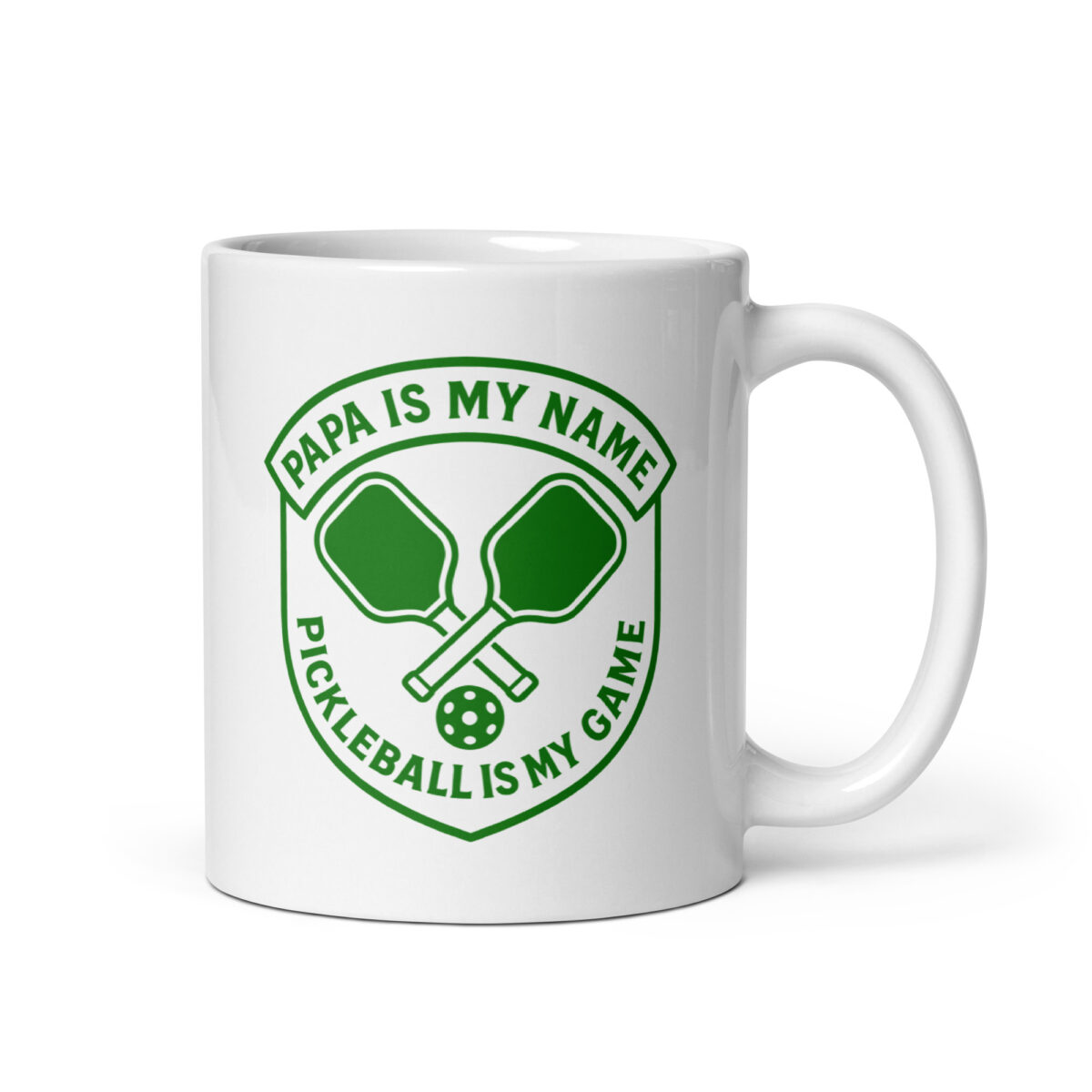 Pickleball-themed mug with paddles illustration