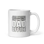 White mug with 'Dad Office' text design.
