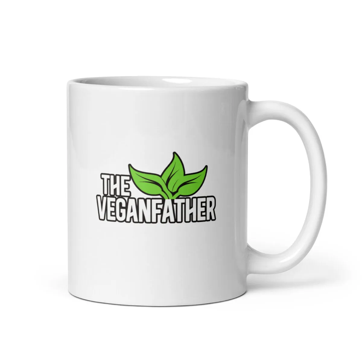 White mug with 'The Veganfather' logo