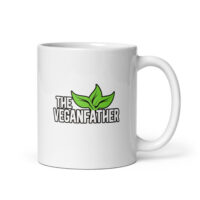 White mug with 'The Veganfather' logo