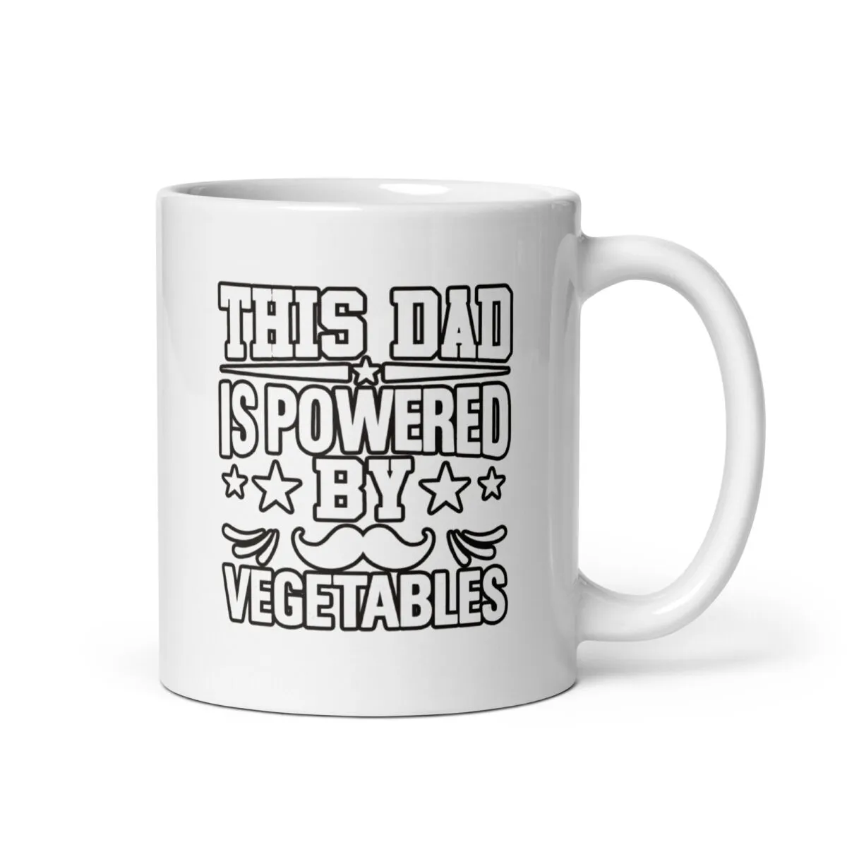 Mug with 'This Dad Is Powered By Vegetables' text