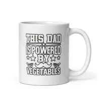 Mug with 'This Dad Is Powered By Vegetables' text