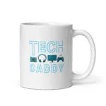 White mug with Tech Daddy design