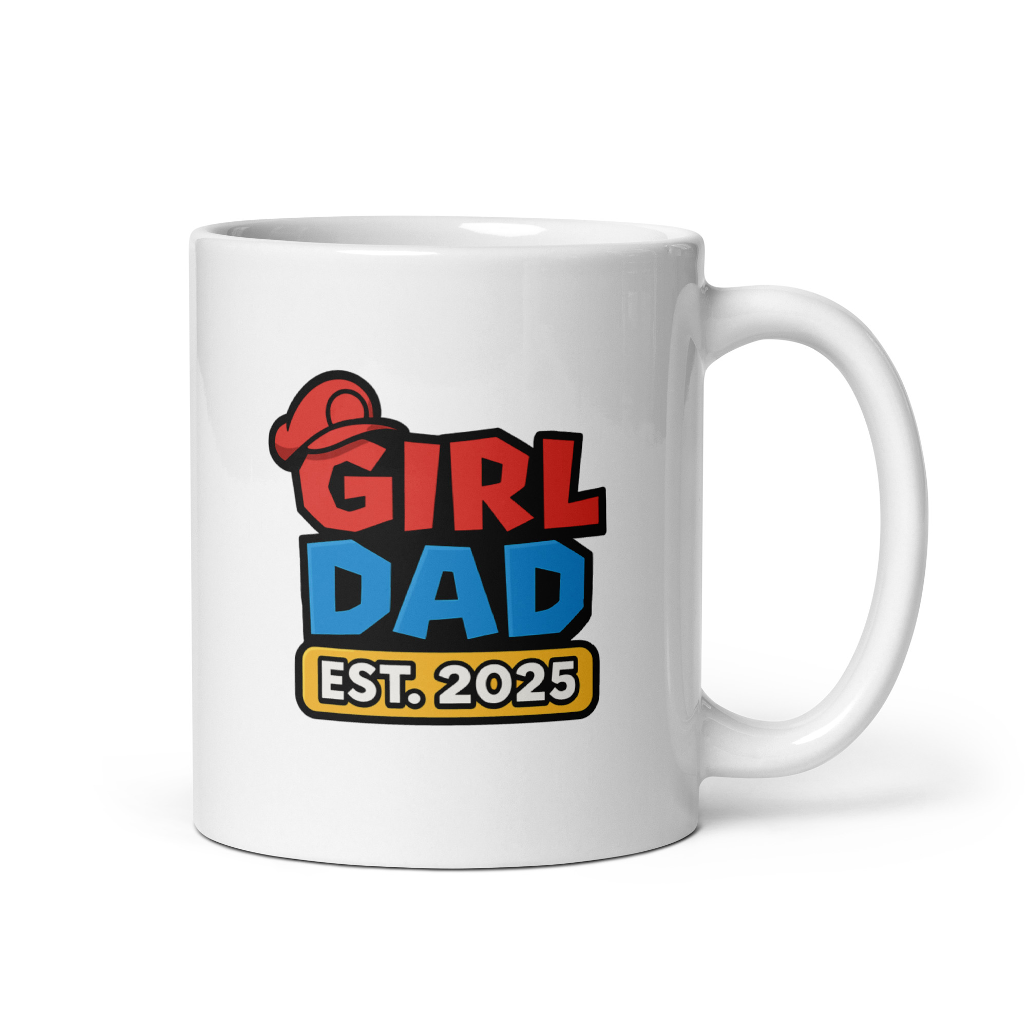 white-glossy-mug-white-11-oz-handle-on-right-68f83c37e7237.jpg Girl Dad mug, established 2025 design.