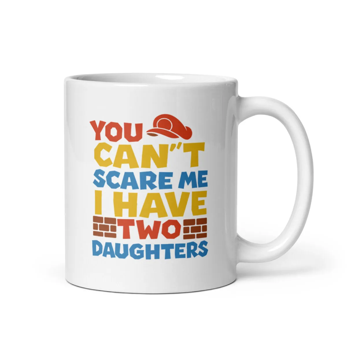 Mug with funny dad quote about daughters