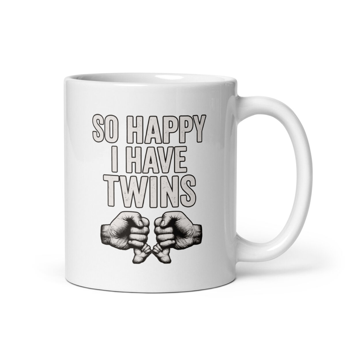 Mug with twins-themed design and text.