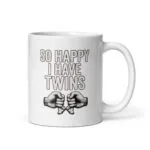 Mug with twins-themed design and text.